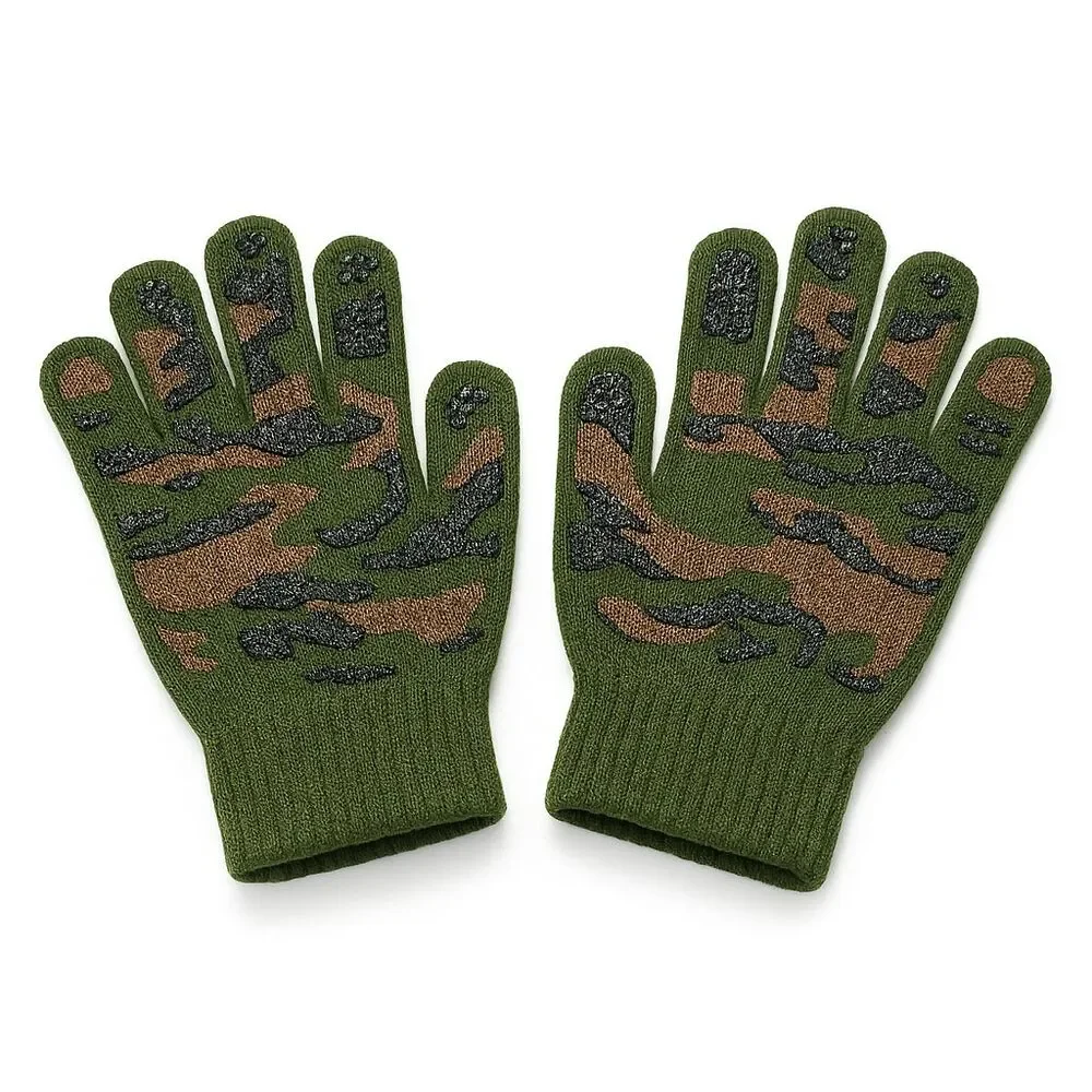 Kids Boys Unisex Camouflage Knit Winter Gloves Warm Full-Finger Cold Weather
